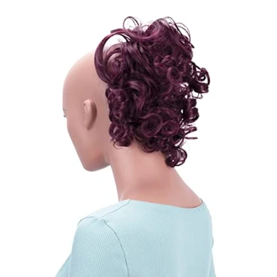 Abbildung von CAISHA Haarteil Haargummi Lena Hochsteckfrisuren Brautfrisuren Voluminös Gelockt Unordentlich Dutt Kunstfaser DM17cm Weinrot G16L