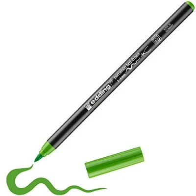 Abbildung von edding 4200 Porzellanpinselstift hell grün 1 Stift Pinselspitze 4 mm Filzstift zum Beschriften, Dekorieren von Keramik, Porzellan spülmaschinenfest, lichtechte Tinte, schnell trocknend