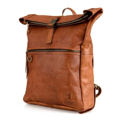Abbildung von Berliner Bags Vintage Rucksack Utrecht XL aus Leder, Fahrradrucksack mit Laptopfach für Damen und Herren Braun