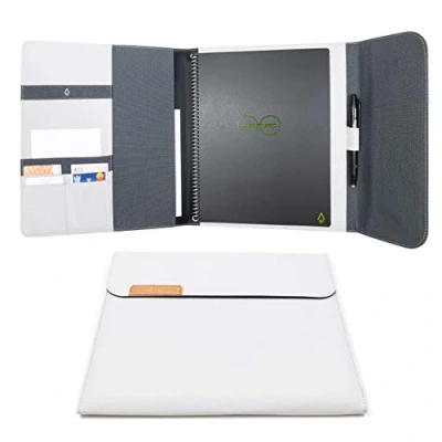 Abbildung von Rocketbook Capsule 2.0 Schreibmappe für Core, Panda und Fusion Digitales Notizbuch Letter, Moon Rock Grey Wiederverwendbarer Notizblock Konferenzmappe Organizer Mappe mit Magnetverschluss
