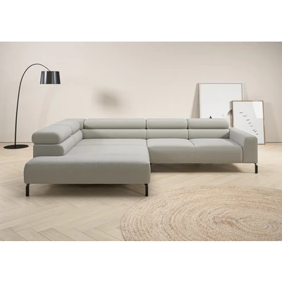 Abbildung von PLACES OF STYLE Ecksofa »Antonelli, L Form, inkl. Kopfteilverstellung, Breite 312 cm« mit elektrischer Sitztiefenverstellung, in Cord, hellgrau