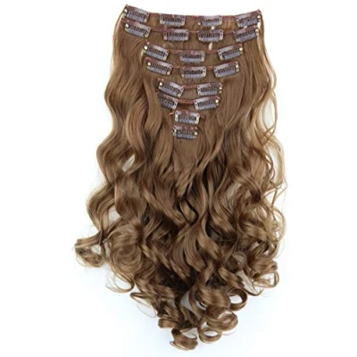 Abbildung von CAISHA XL 45cm CLIP IN EXTENSIONS Klara 7 Teile Set Haarverlängerung Voluminös Gelockt Mittelbraun CE12 1