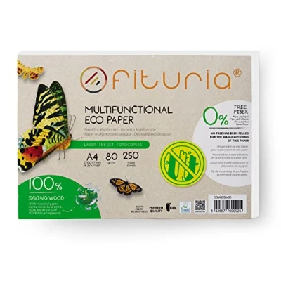 Abbildung von 80gr A4 Recyclingpapier, 250 Blatt 100% aus Recyclingpapier Packung mit DIN Blättern, natürliche Farbe geeignet für Laser und Tintenstrahldrucker Ofituria (1 Packung)