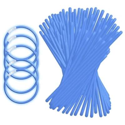 Abbildung von UV Floor 100 Neon Armband Knicklichter Blau +100 Verbinder Premium Qualität Leuchtendes Zubehör Neonlicht Party Kostüme Neonblau