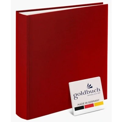 Abbildung von goldbuch 31707 Fotoalbum, Summertime, 30 x 31 cm, Fotobuch mit 100 weiße Seiten &amp; Pergamin Trennblättern, Foto Album aus Leinen, Erinnerungsalbum, Rot