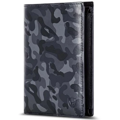 Abbildung von VON HEESEN Leder Geldbörse RFID Schutz I Echtleder Geldbeutel für Damen &amp; Herren Portemonnaie Brieftasche Wallet Portmonee (Camouflage Grau)