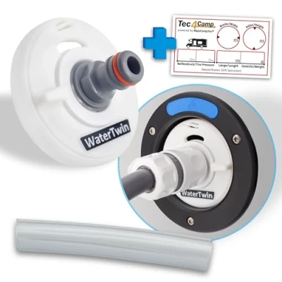 Abbildung von MaJoCompTec® WATERTWIN Tankdeckel mit Wasseranschluss Wassertankdeckel Befüll Anschluss für Wassereinfüllstutzen Wohnmobil Wohnwagen Zubehör (ECO Version, Adapter 3 PIN D:78)