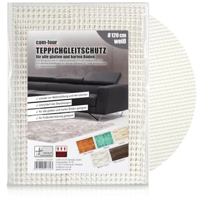 Abbildung von COM FOUR® Antirutschmatte für den Teppich Teppichunterlage Ø 120 cm Teppichstopper rutschfeste Matte in weiß zuschneidbare Schubladenmatte