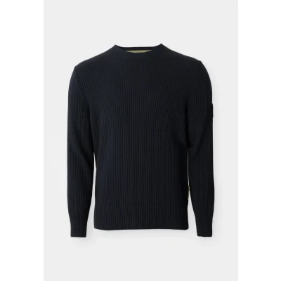 Abbildung von Marc O&#039;Polo Travel Collection Crewneck Special WITH Badge Strickpullover, Herren, Größe: Small, Deep night blue