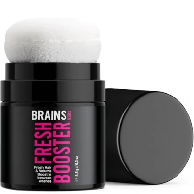 Abbildung von Trockenshampoo Puder Frische Kick zwischen den Haarwäschen Gegen fettende Ansätze Extra Volumen Styling 24h Frischegefühl Vegan Brains &amp; Sons FRESH BOOSTER