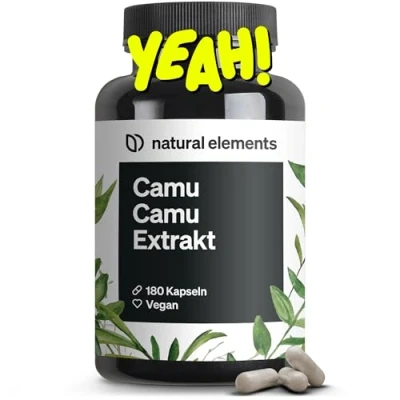 Abbildung von Camu Extrakt Kapseln Vitamin C 180 vegane für 6 Monate 500mg pro Kapsel ohne unerwünschte Zusätze, in Deutschland produziert &amp; laborgeprüft