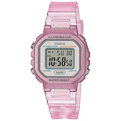 Abbildung von Casio Unisex Quartz Armbanduhr, 30.00mm GehäusegröÃŸe mit Clear digital Zifferblatt und pink Plastic/Resin Bracelet Armband LA 20WHS 4AEF
