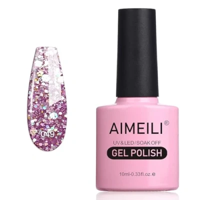 Abbildung von AIMEILI UV LED Gellack ablösbarer Glitzer Gel Nagellack Schimmer Polish (049)