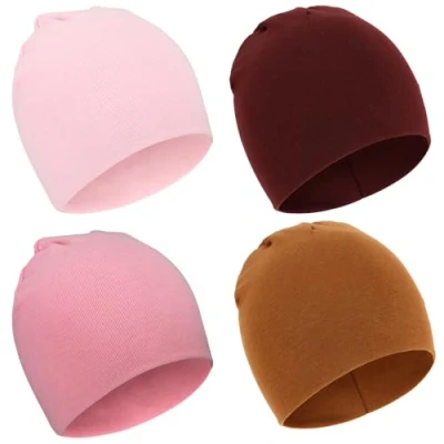 Abbildung von DRESHOW 4 Stücke Unisex Mütze Hut Junge Frühling Mützchen Kleinkind Wendemütze Jersey Slouch Beanie Bekleidung Infant Kindergarten