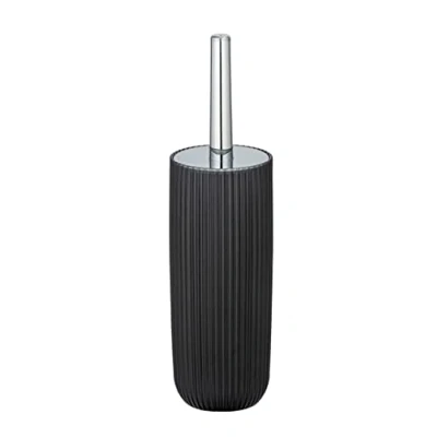 Abbildung von WENKO WC Garnitur Mod. Agropoli Grau, geschlossener Bürstenhalter aus hochwertigem Kunststoff mit plastischer Formgebung und gefrosteter Oberfläche, hygienische Bürste, Ø 10 x 36,5 cm