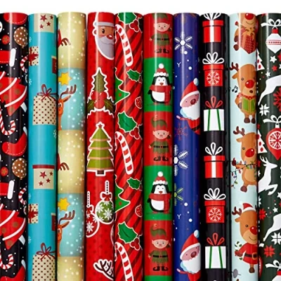 Abbildung von THE TWIDDLERS 20 Bögen Weihnachten Geschenkpapier, 10 Motive Gefaltet, 70cm x 50cm