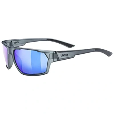 Abbildung von uvex sportstyle 233 P Sportbrille für Damen und Herren polarisiert verspiegelt smoke matt/blue one size