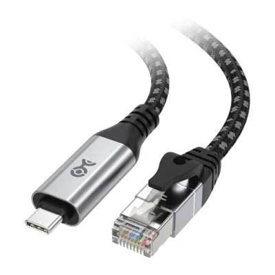 Abbildung von Cable Matters Plug &amp; Play USB C auf Gigabit Ethernet Kabel 1,8 m Direkte Verbindung, Thunderbolt 4/5 kompatibel, ideal für MacBooks, Laptops und USB4 Geräte