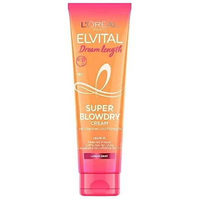Abbildung von L&#039;Oréal Paris Elvital Hitzeschutz für langes, geschädigtes Haar, Leave In Haarkur gegen Spliss, Anti Frizz und Haarbruch, Ohne Ausspülen, Dream Length Super Blowdry Cream, 1 x 150 ml