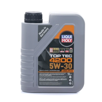 Abbildung von Liqui Moly Top Tec 4200 5W 30 5l Motoröl 3707 AUDI: A4 B9 Avant, Q7, B7 BMW: 1 Hatchback, 5 Touring, 3 Touring