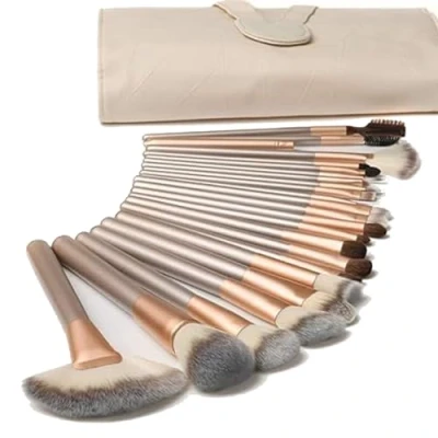 Abbildung von Nestlingâ 18 Stück Professionelle Kosmetik Make Up Pinsel Werkzeuge Set Mit Roll Pu Leder Tasche, Holzgriff