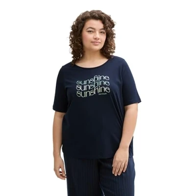 Abbildung von TOM Tailor Tshirt print, Damen, Größe: 48, Sky captain blue