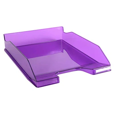 Abbildung von Exacompta 113219D Premium Briefablage Combo Midi DIN A4. Idealer Briefkorb für Ihre Organisation. Robuster und stapelbarer Ablagekorb Violett transluzent Glossy