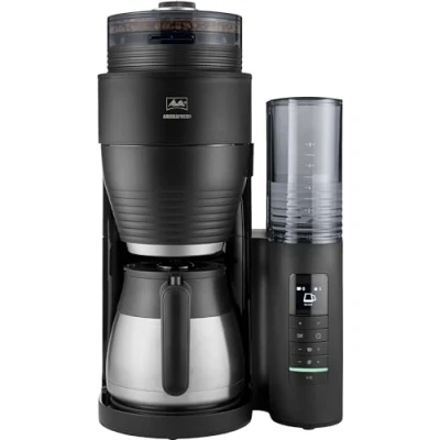 Abbildung von Melitta AromaFresh Therm Pro X Kaffeemaschine mit Mahlwerk, Filterkaffeemaschine Thermokanne und entnehmbarem Wassertank, für bis zu 8 Tassen Kaffee, schwarz