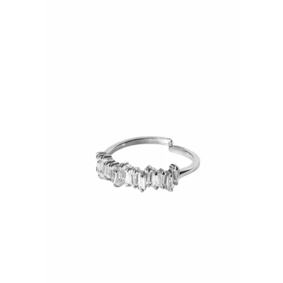 Abbildung von Purelei® Powder Ring (Gold, Silber), Damen Silber 18K vergoldet, Wasserfester mit asymmetrischen Schmucksteinen, größenverstellbar, Geschenk für (M/L, Silver)