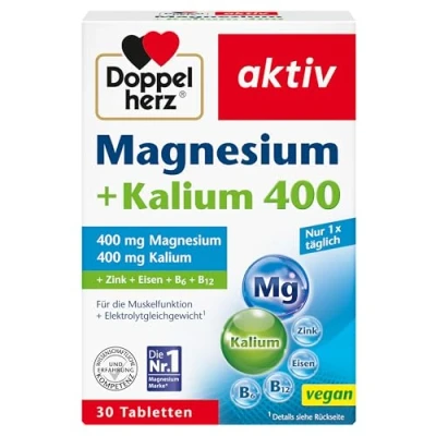 Abbildung von Doppelherz Magnesium + Kalium 400 und als Beitrag für die normale Muskelfunktion 30 Tabletten
