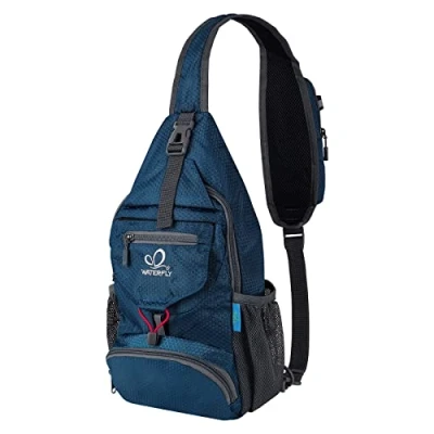 Abbildung von WATERFLY Brusttasche Sling Bag Klein: Faltbarer Herr Crossbody Bodybag Crossbag Slingbag Crossover Single Chest Rucksack Schultertasche Schulterrucksack Cross Body Herren Damen Reisen Wandern