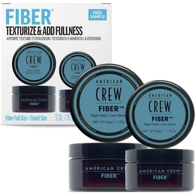 Abbildung von American Crew Fiber Duo Set mit 85g &amp; 50g, Haarwachs für Männer, Haarprodukt starkem Halt, Stylingprodukt viel Textur mattes Finish, zur täglichen Anwendung