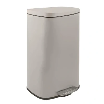 Abbildung von Spirella Mülleimer, Abfalleimer, Treteimer für die Küche, 30 Liter, Softclose, Inneneimer aus Kunststoff, mit Fußpedal Taupe