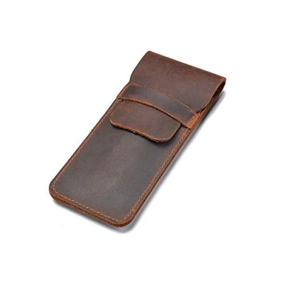 Abbildung von Daimay Leder Stift Etui Handgemachte Brunnen Multi Pens Beutel Crazy Horse Stiftschutz Ärmelabdeckung Groß Braun