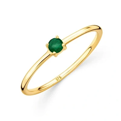 Abbildung von OROVI Damen Goldschmuck, Verlobungsring mit Smaragd, Gold Ring Solitaire Edelstein Geburtsstein grün, 9 Karat (375) Gelbgold