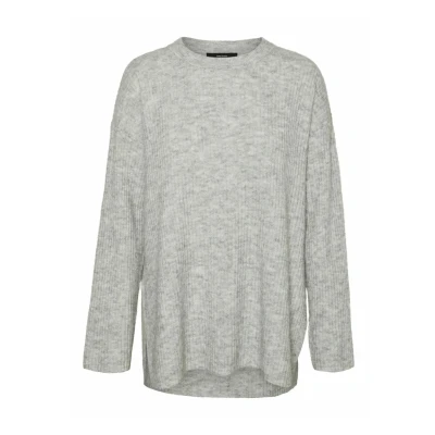 Abbildung von Vero Moda Rundhals TIEF Angesetzte Schulter Strickpullover, Damen, Größe: XS, Light grey melange