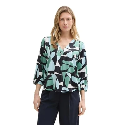 Abbildung von TOM Tailor MIT Muster Bluse, Damen, Größe: 42, Green dots and shapes design