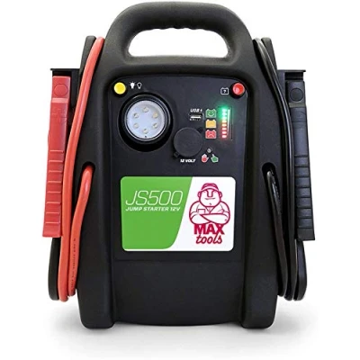 Abbildung von MAXTOOLS JS500 2200A 22Ah, UltraSafe Starthilfe Powerbank, für Autos und Transporter, 12V Diesel Benzinmotoren, Jumpstarter mit LED Licht, USB Anschluss Starthilfekabel