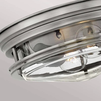Abbildung von Elstead Lighting QN Hadrian FS AN CLEAR QUINTIESSE Deckenleuchte E27 2x40W IP44 Stahl Nickel antik, Glas klar H:11.7cm Ø30.5cm dimmbar