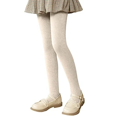 Abbildung von LOLANTA Mädchen Winterstrumpfhose Dickes Fleece gefüttert Dehnbar Warm Gerippt Schulstrumpfhose, Hafer gerippt, XL (9 11 Jahre)
