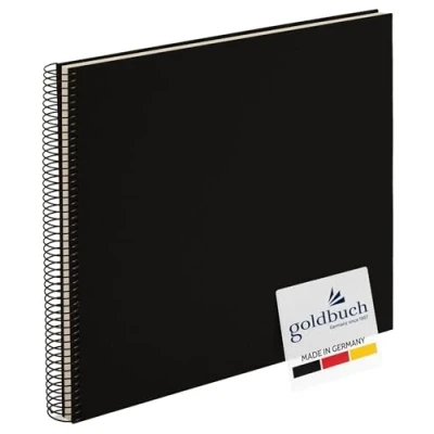 Abbildung von goldbuch 25377 Spiralalbum Bella Vista, Foto Album 35 x 30 cm, Fotoalbum mit 40 weiße Seiten, Erinnerungsalbum aus Leinen, Fotobuch für Bilder und Fotos zum Einkleben, Schwarz