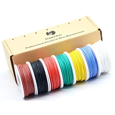 Abbildung von 0.32mm² 22 AWG Silikon Elektrischer Draht Kabel anschließen Weich und flexibel Litzendraht aus verzinntem Kupferdraht Hohe 7 Farben je 8 Meter Spule Temperaturbeständigkeit 200 Celsius 600V