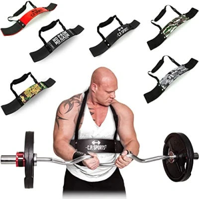 Abbildung von C.P. Sports Arm Blaster für Bodybuilding, Kraftsport &amp; Gewichtheben Bizepstrainer, Trizeps Bomber (Schwarz No Pain Gain)