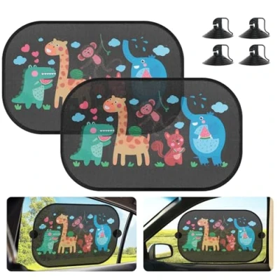 Abbildung von Romon Sonnenschutz Auto Baby mit UV Schutz, Autofenster Kinder, Seitenscheibe 50x30cm, 2 Stück süßen Tier Motiven
