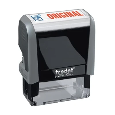 Abbildung von Trodat Office Printy 4912 selbstfärbender Textstempel, Text ORIGINAL, Abdruckfarbe blau rot, 47 x 18 mm