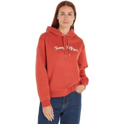 Abbildung von Tommy Hilfiger Damen Hoodie mit Kapuze, Rot (Terra Red), XS