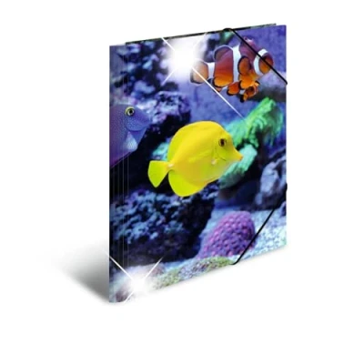 Abbildung von HERMA Sammelmappe A3 Fische, Kinder Eckspanner Mappe aus Kunststoff mit Tier Motiv, Hochglanz Optik, Gummizug, Innenklappen und Innendruck für Jungen Mädchen