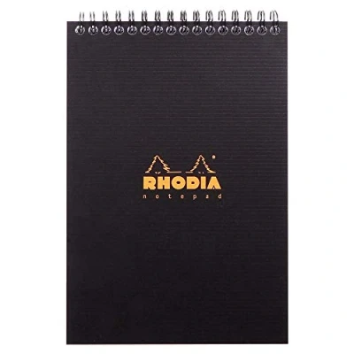 Abbildung von Rhodia 16921C Notepad (mit Spiralbindung, DIN A5, 14,8 x 21 cm, liniert, 90 g, ideal für Ihre Notizen, 80 Blatt) 1 Stück schwarz