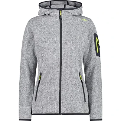 Abbildung von CMP Damen Knit Tech Jacke mit fester Kapuze, Grau Zitrone, D34