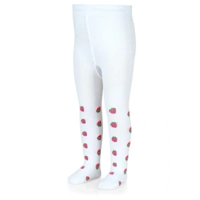 Abbildung von Sterntaler Strumpfhose Erdbeeren Kinderstrumpfhosen mit Muster Mädchen elastischem Bund für bequemen Halt Komfortable vielseitig zu kombinieren weiß, 86